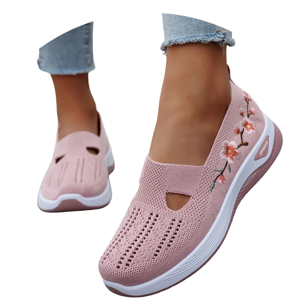 Scarpe Ortopediche Donna Estive Senza Lacci Scarpe Slip On da Corsa Camminare Comode Ginnastica Morbida Sneakers Traspiranti Leggere Antiscivolo Sneakers Diabetici Pianta Larga Sanitarie Outdoor Sport