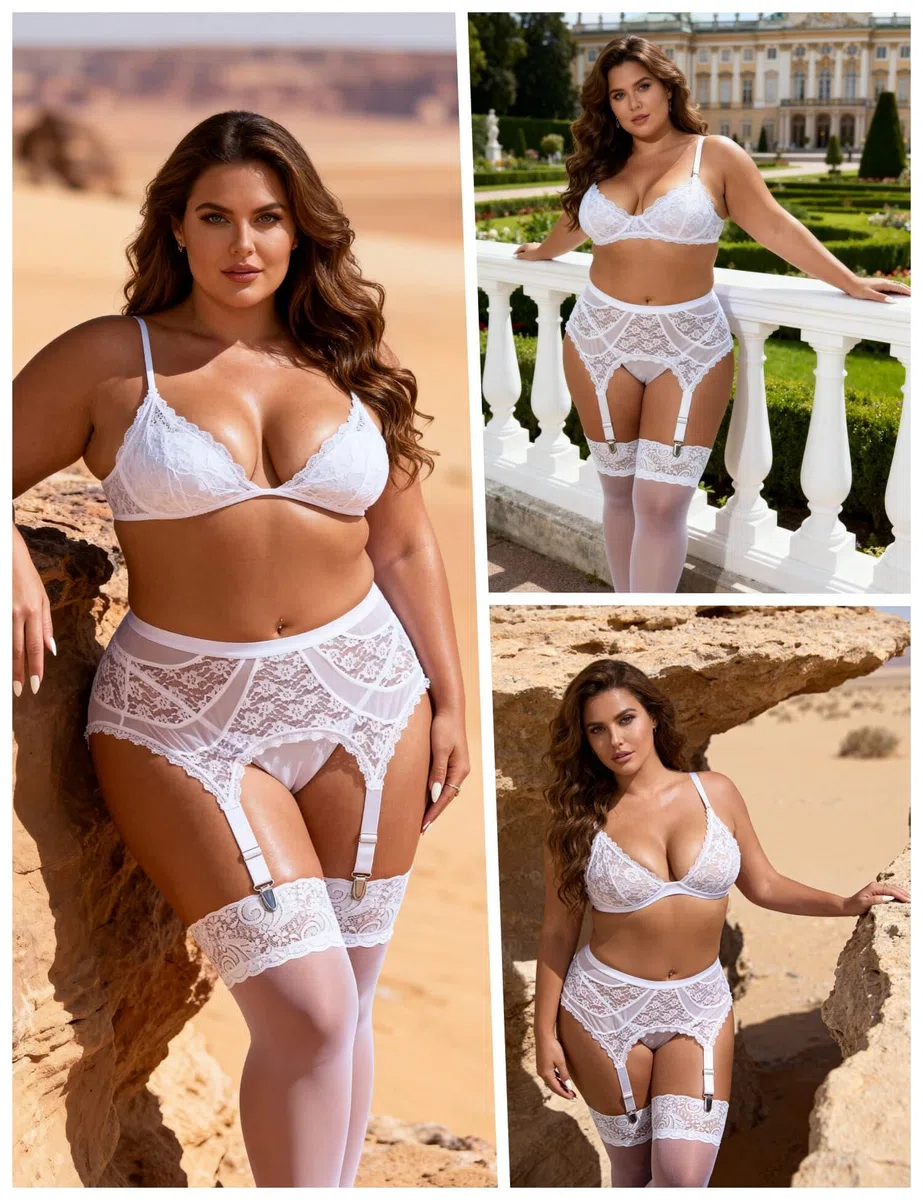 comeondear Reggicalze Donna Hot Pizzo Reggicalze Vita Alta Taglie Forti Curvy per Calze Autoreggenti da Donna Sexy Giarrettiera Trasparente con 4 Clips Regolabili Lingerie Hard Intimo