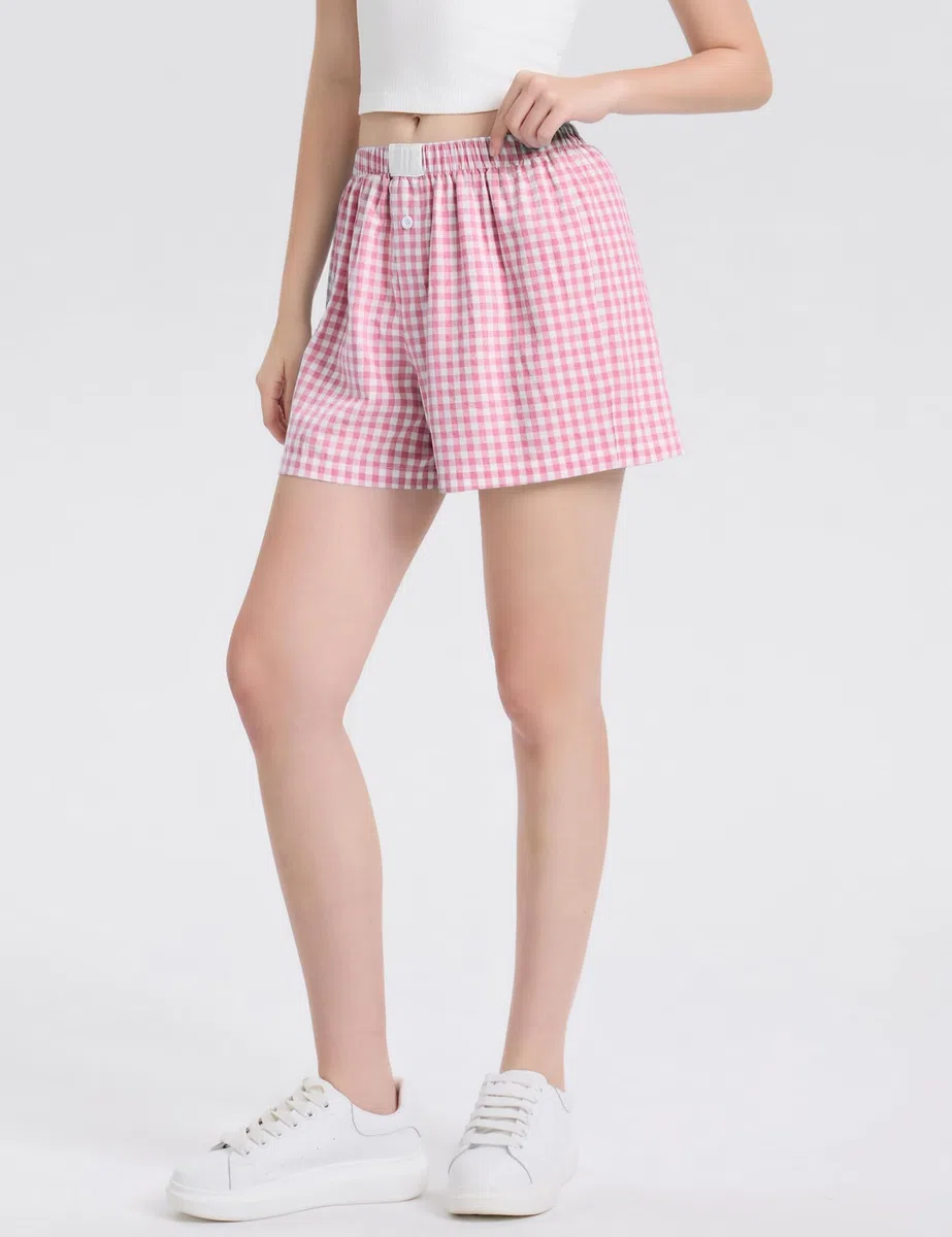 Rapbin Boxer da Donna in Cotone a Righe Casual per Dormire Pantaloncini per L'Estate 2026 Plaid Elastico in Vita Pantaloni Pigiama