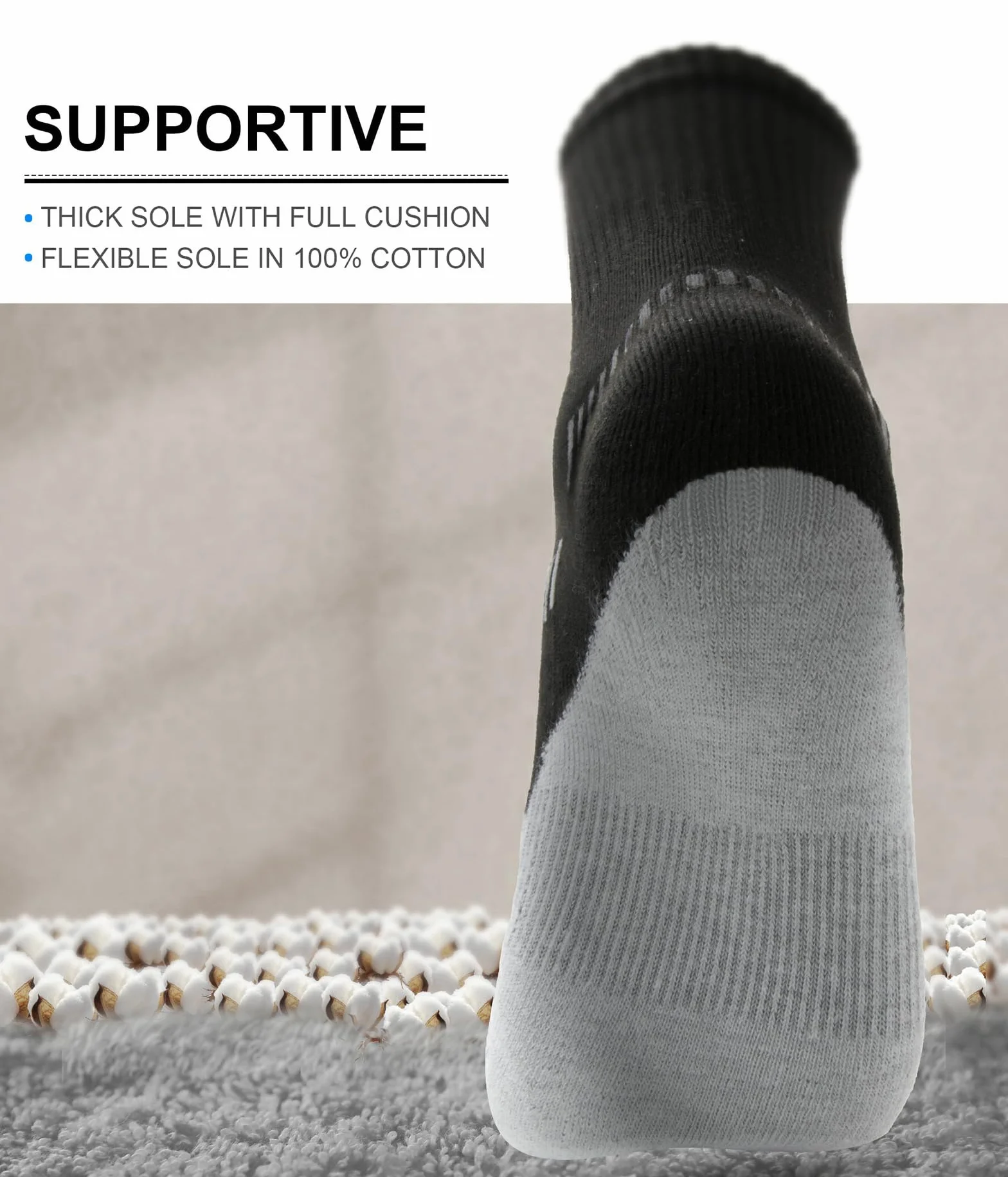 BULLIANT Calzini Calcio 6 Paia, Calzini Uomo Sportivi Compressione Antiscivolo Corsa Calze,Suola Completamente
