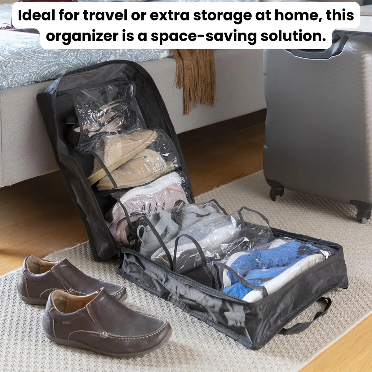 Borsa porta scarpe da viaggio portatile, compatta e pieghevole, per un massimo di 6 paia di scarpe, ideale per viaggiare e tenere in ordine le scarpe, facile da trasportare e riporre, design in