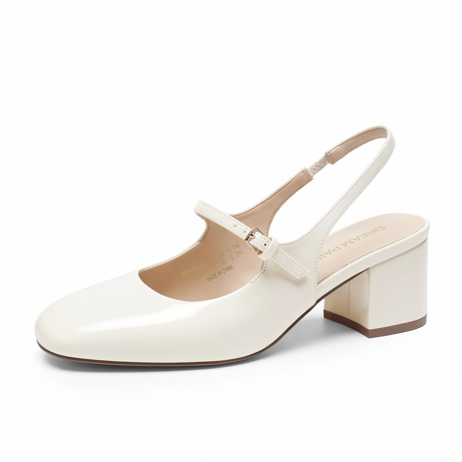 DREAM PAIRS Scarpe Donna Eleganti - Mary Jane Basse con Tacco Grosso, Slingback, Punta Quadrata, Chiuse, per Matrimonio, Festa, Lavoro, Ufficio