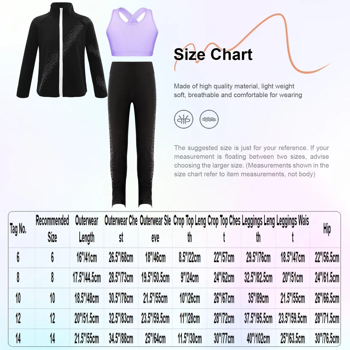 Linjinx Tute Da Ginnastica Per Bambine Completo Da Pattinaggio Artistico Professionale Con Felpa Con Zip A Maniche Lunghe E Top A Canotta E Leggings Lunghi Completo