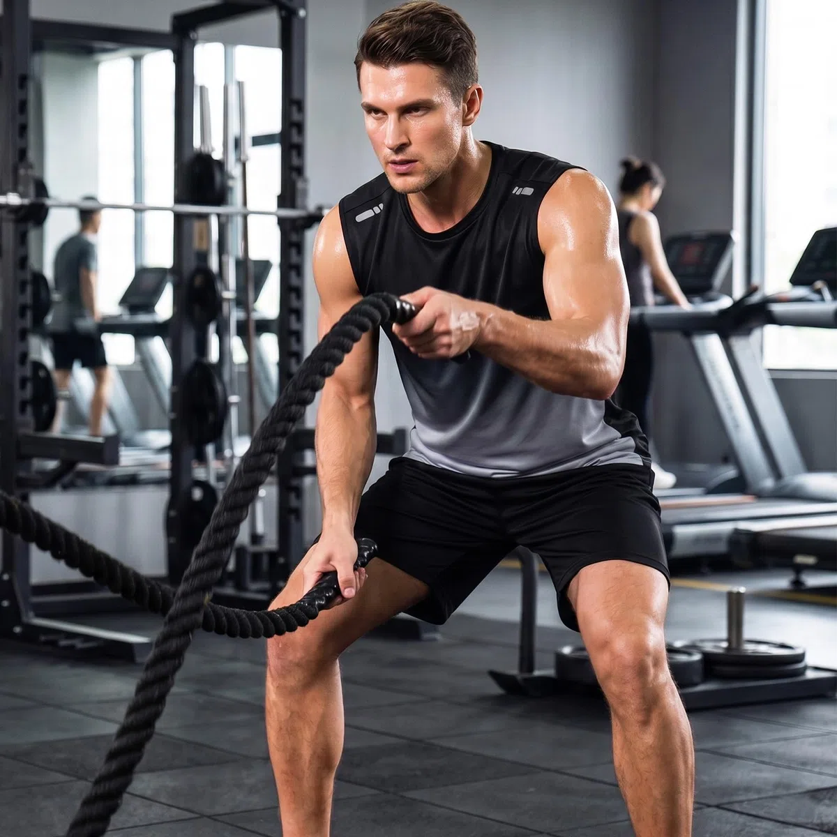 Canotta da Uomo Senza Maniche in Rete Traspirante Sportiva Canottiera Asciugatura Rapida Sportive Maglietta Funcional con Striscia Riflettente per Palestra Corsa Bodybuilding Allenamento