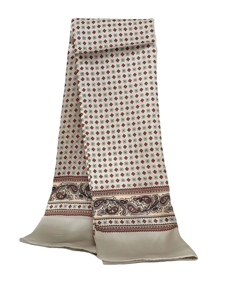 Foulard in 100% seta, motivo fiori, Paisley, sciarpa da uomo