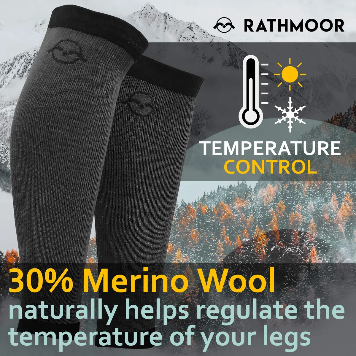 Manicotti a compressione in lana merino, 20-30 mmHg, unisex, per corsa, ciclismo, escursionismo, supporti termici