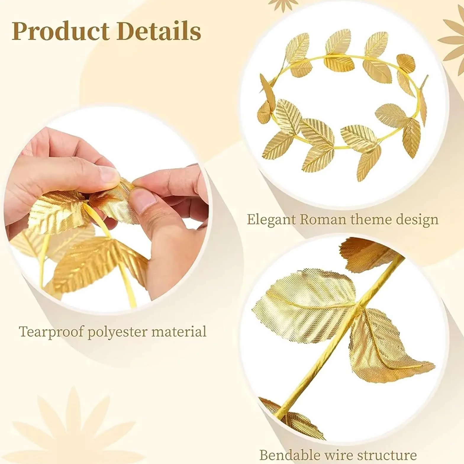 4 Pezzi Oro Foglia Fasce Copricapo Copricapo Romano Oro Foglia Corone di Alloro Romano Ghirlanda Greca,Per Uomo Donna Accessori Natale