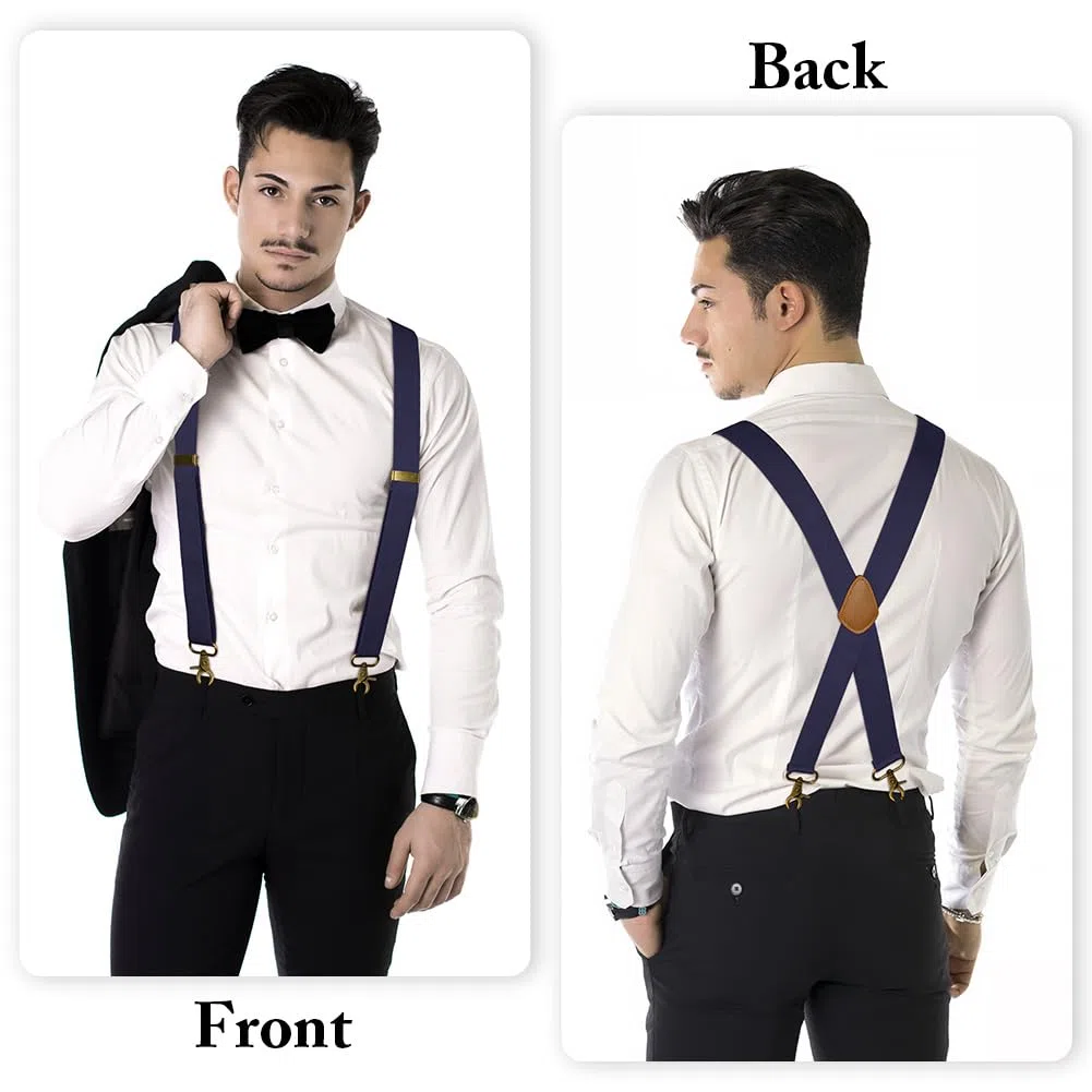 DiULi Bretelle per Uomo, 3,5 CM Bretelle Elastiche X-Back con 4 Moschettoni Girevoli per Carichi Pesanti, Bretelle da Donna e da Uomo Regolabili, per Costume Tuxedo Abito Jeans