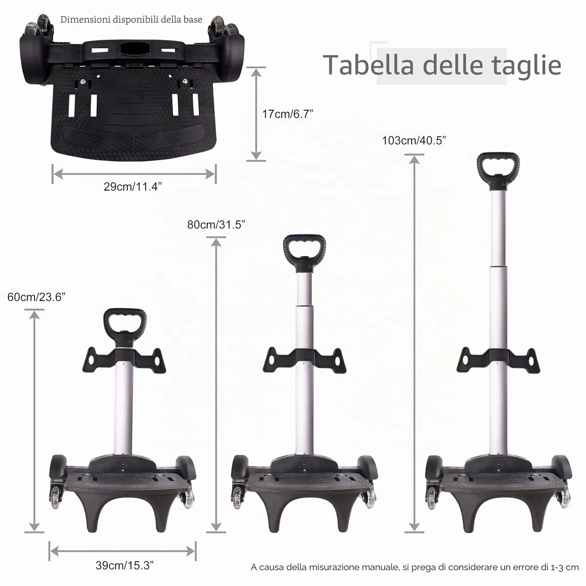 Carrello per Zaino, Carrello con Ruote Carrello a Mano Pieghevole Alluminio 6 Ruote Carrelli Portabagagli Zaini Trolley per Bambini Adolescenti Adulti Scuola Viaggi