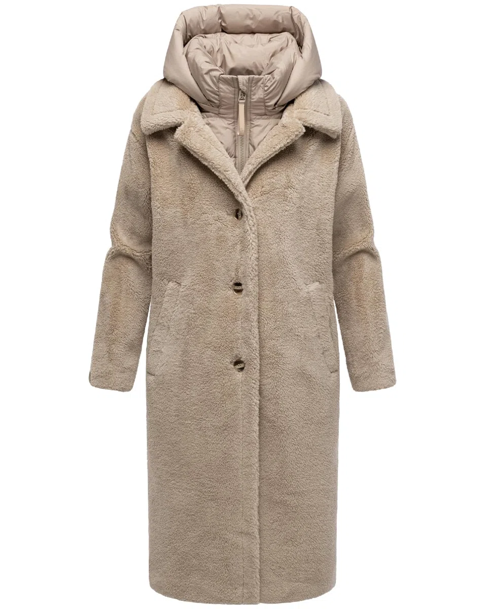 Navahoo Cappotto caldo da donna in pile Teddy con inserto rimovibile e trapuntato, Teddyzauber 14 XS-3XL