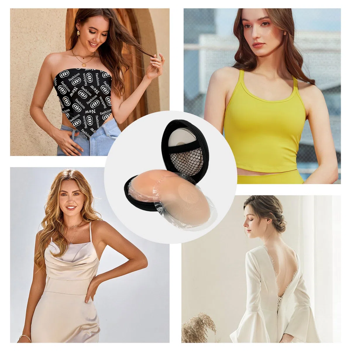 MIVAIUN 8 Paia Copricapezzoli Silicone, 10 pcs Adesivi Copricapezzoli, Copri Capezzoli in Silicone Riutilizzabile Copri Capezzoli da Donna, Nipple Cover Invisibile Senza Spalline Reggiseno per Ragazza