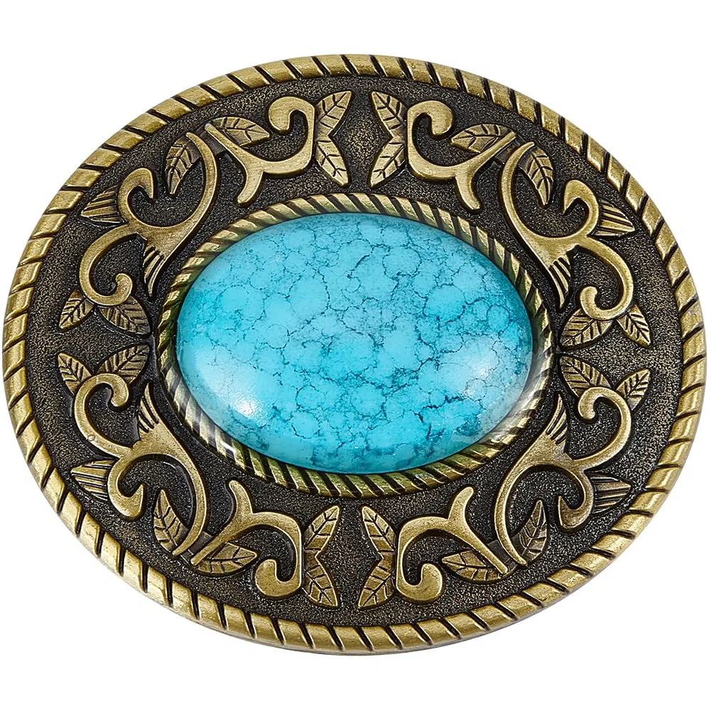 GORGECRAFT Fibbia per Cintura Occidentale Turchese Fibbia Vintage Medievale Fibbia per Cintura Accessorio Stile Bohemien Moda Turchese Gioielli Cintura Fibbie Punk Donna Cowgirl Uomo, Bronzo Antico