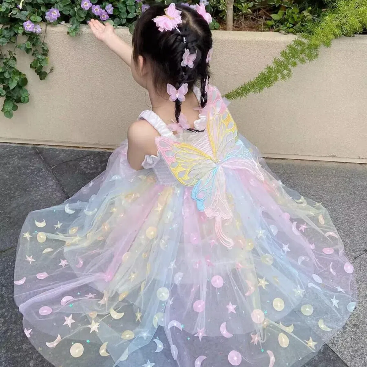 Vestito Elegante Estivo Senza Maniche per Bambina,Vestito Cerimonia Bambina in Tulle per Nozze,Damigella e Feste di Compleanno,con Scatola Regalo,Abito da Principessina per 4-8 Anni