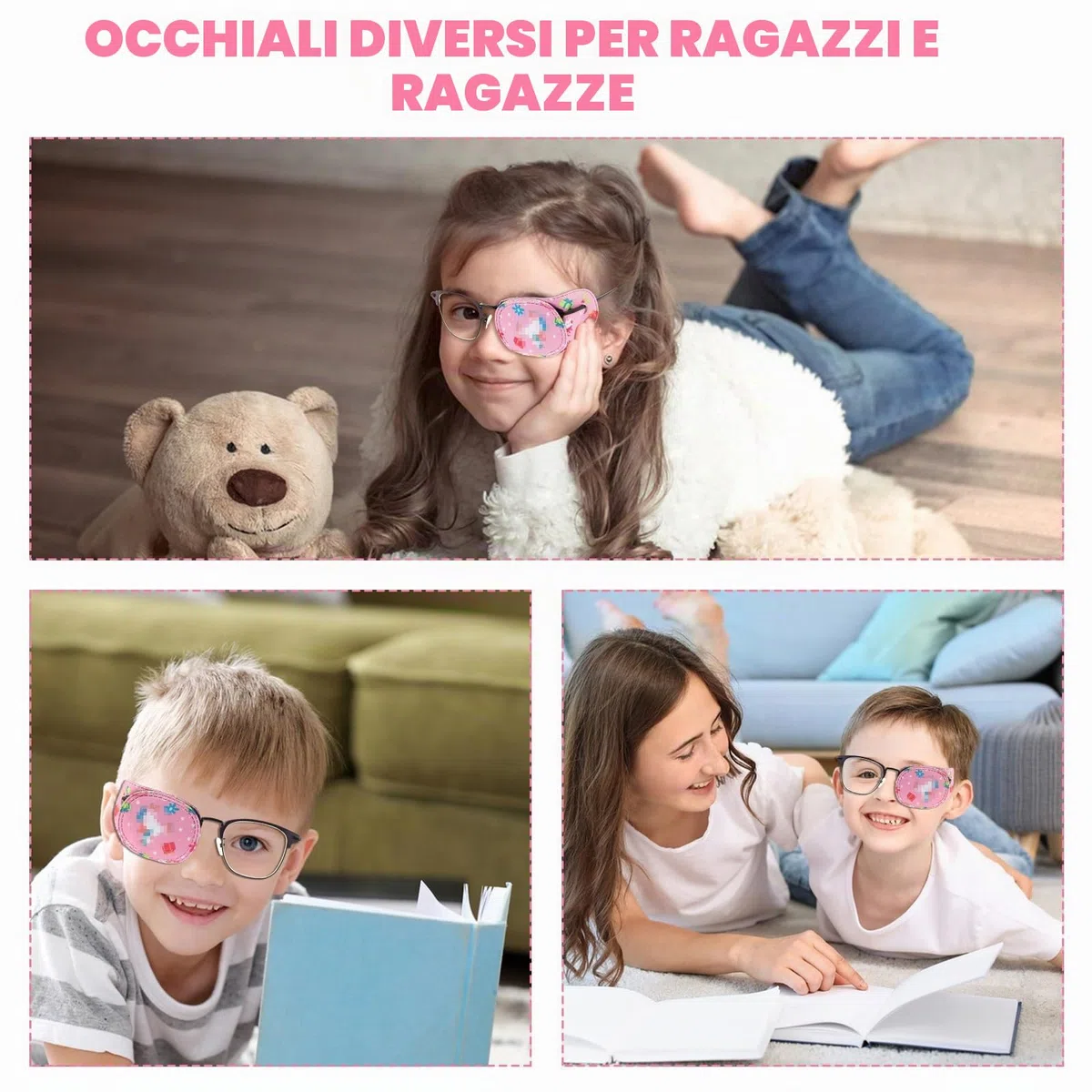 8 Pezzi Patch Occhi per Bambini Maschere per Gli Occhi Colorate per Bambini Eye Patch Sinistro e Destro Bende Oculari per Bambini Ragazzi Ragazze Occhiali Benda Pcchio