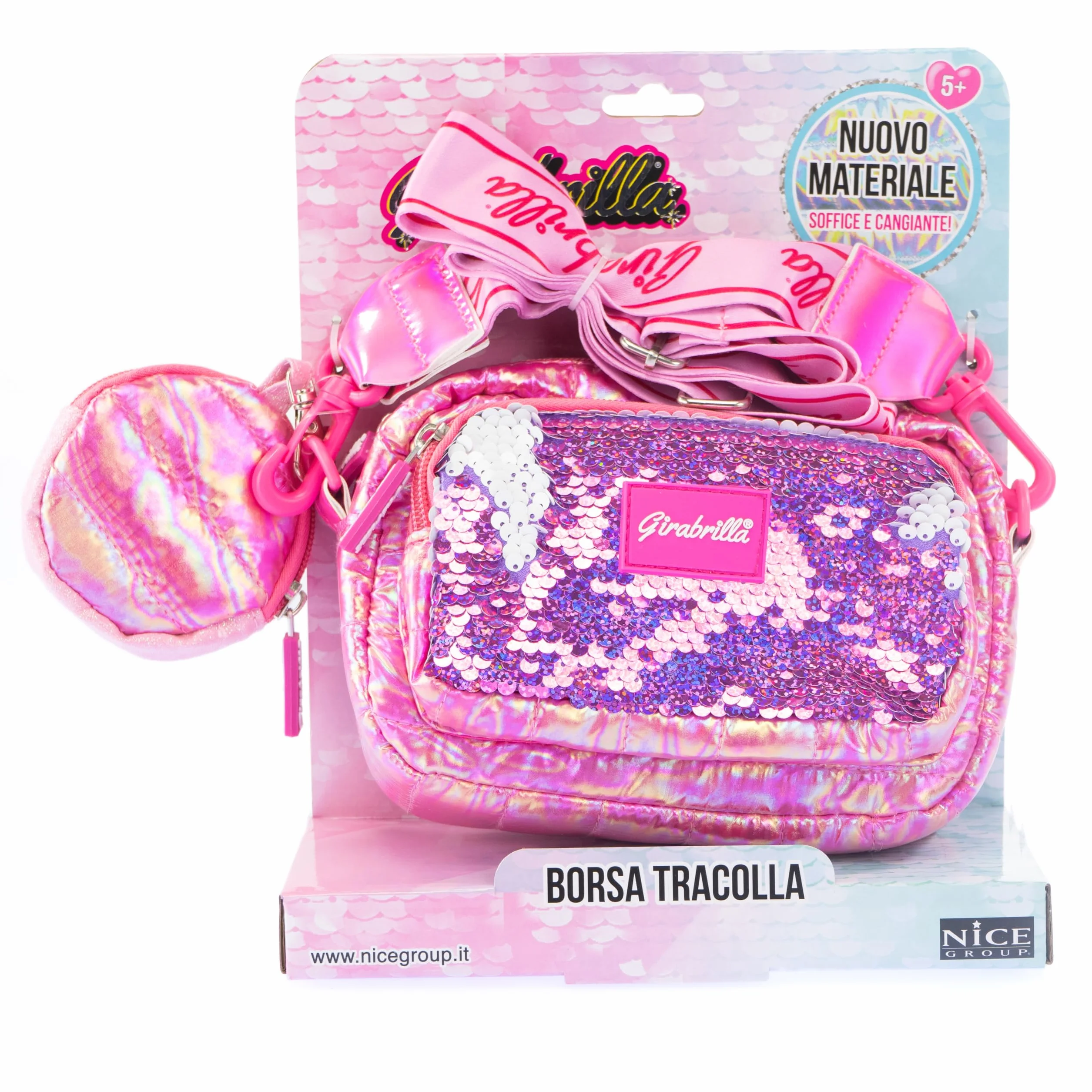 Girabrilla Nice Group Puffer Borsa Pochette, 1 Borsetta a tracolla Magenta con Porta Monete per bambine