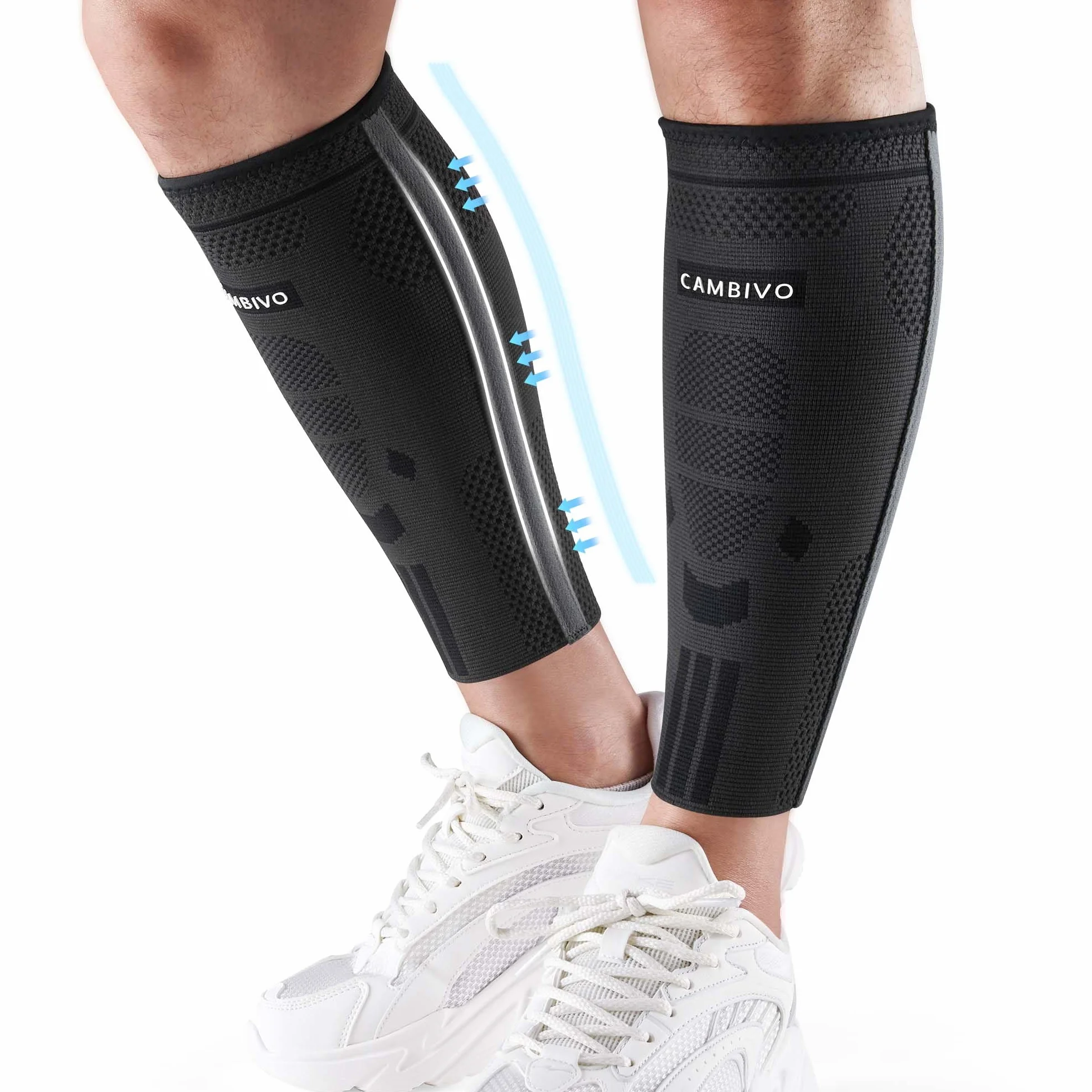 CAMBIVO Polpaccera Compressione Uomo Donna x2, Calze a Compressione, Gambaletti Compressione, Fascia Polpaccio Compressione, Calze Sportive per Corsa, Fitness, Sport, Calcio, Ciclismo, Vene Varicose