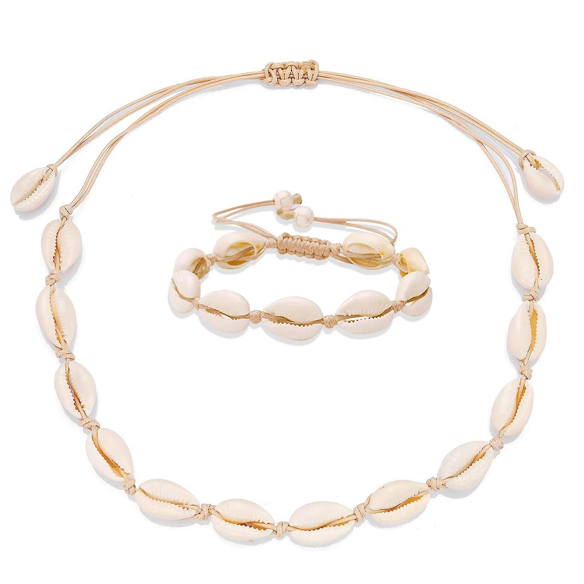 2 Pcs Bracciale Conchiglia, Regolabile Collana Conchiglie, Cavigliera Conchiglie, Accessori Mare Donna, Collana Estate, Stile Spiaggia Hawaiana, Per Uomo Donna