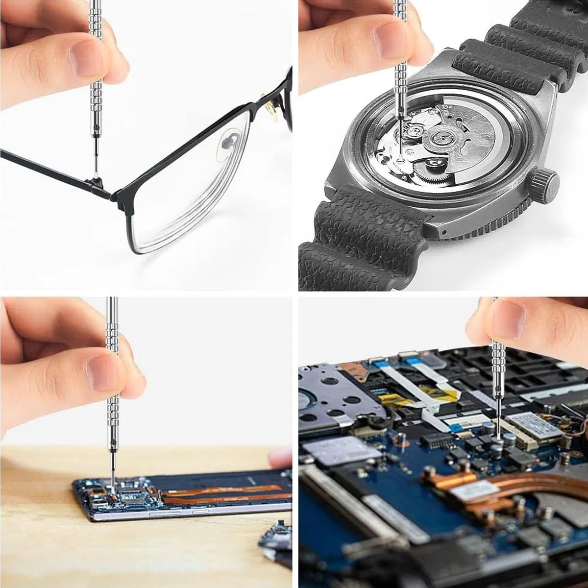 Set di cacciaviti da orologio 10pcs con supporto di stoccaggio in alluminio rotativo, kit di cacciaviti di precisione per la riparazione di orologi, occhiali, gioielli,Blue