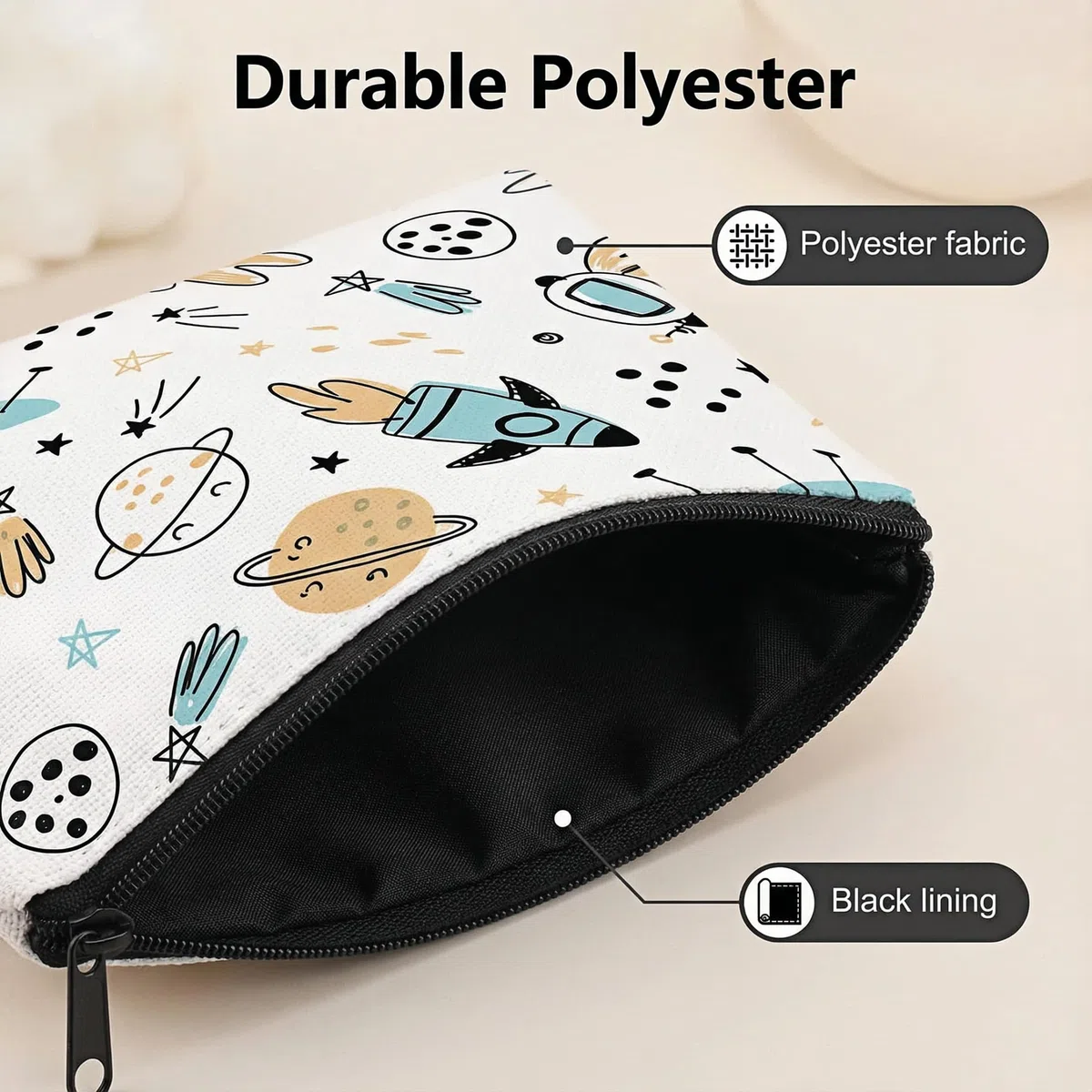 6 Pezzi Portamonete Bambini Spaziale con Cerniera, Mini Borsello Piccolo Portafoglio Multifunzione Portatile Coin Purse con Stampa Stelle e Pianeti per Monete, Chiavi, Auricolari