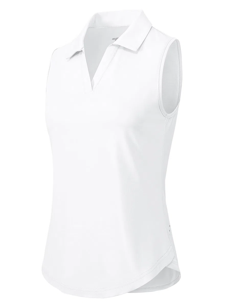 donhobo Maglietta da donna senza maniche, da golf, con scollo a V, UPF 50+, ad asciugatura rapida, leggera, traspirante, estiva
