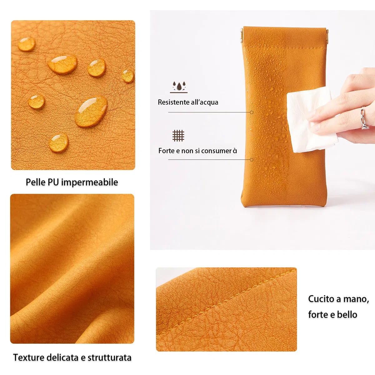 Confezione da 2 custodie per occhiali da sole in pelle PU con chiusura a pressione