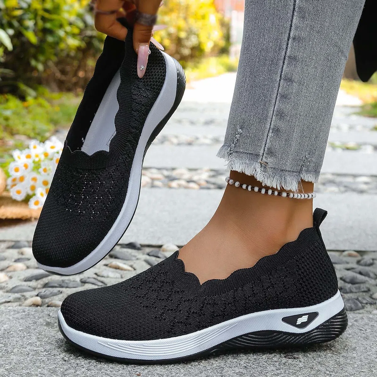 Scarpe Ortopediche Donna Estive Senza Lacci Scarpe Slip On da Corsa Camminare Comode Ginnastica Morbida Sneakers Traspiranti Leggere Antiscivolo Sneakers Diabetici Pianta Larga Sanitarie Outdoor Sport