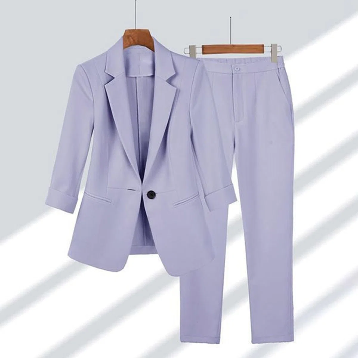 MaNMaNing Completo Business Donna con Giacca e Pantaloni per Ufficio o Cerimonie Stile Professionale ed Elegante con Maniche Tre Quarti per Donne Lavoratrici