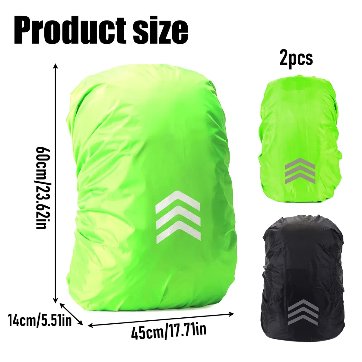 2 Pezzi Copri Zaino per Pioggia 30-40l, Coprizaino Impermeabile con Strisce Riflettenti, Antiabrasivo Coprizaino Scuola Antipioggia per Ciclismo, Escursionismo, Viaggi, attività All'Aperto