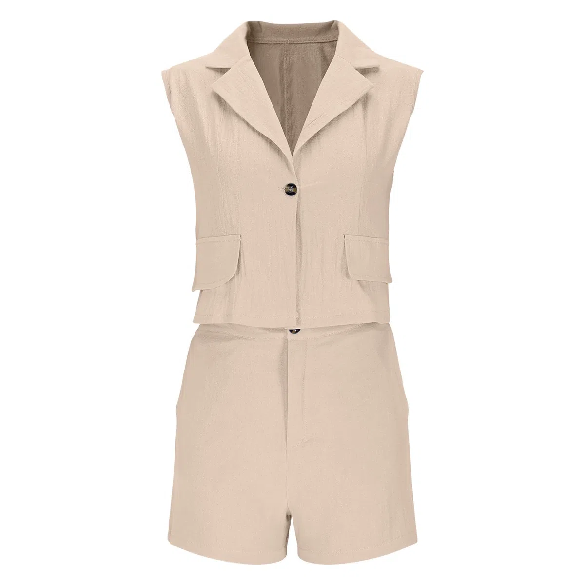 Completo da Donna Canotta Tinta Unita Blazer Gilet Senza Maniche + Pantaloncini con Tasche Set 2 Pezzi Estate Tuta Completo Traspiranti Moda per Primavera Estate Offerta