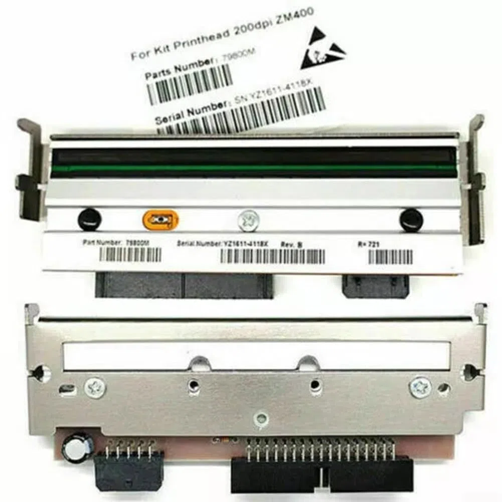 Testina di stampa termica 203DPI per stampante di codici a barre Zebra ZM400 79800M Parte di ricambio per etichettatrice ad alta risoluzione Componente in lega metallica Uso magazzino ufficio