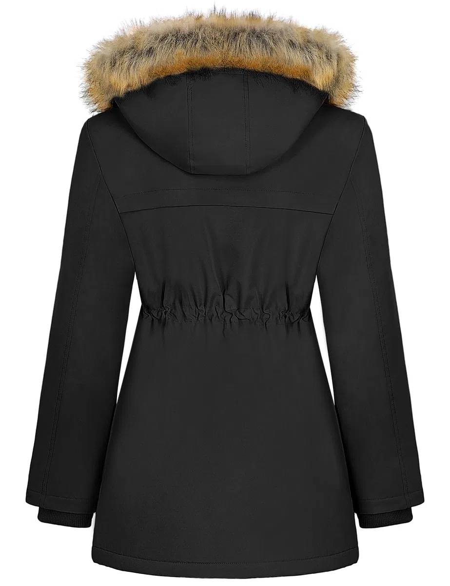 Xnova Cappotto Donna Invernale, Parka Impermeabile con Cappuccio Antivento, Media Lugghezza Giacca Foderato in Pile Pelliccia Sintetica Caldo ed Elegante Cappotti per Outdoor Autunno Inverno
