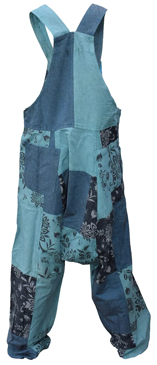 Gheri Salopette Harem in cotone stampato patchwork sciolto da uomo