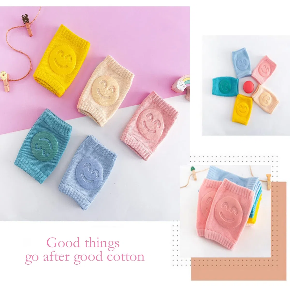 Ginocchiere per Gattonare, Set da 5 Pezzi, Colorate, Gommini Antiscivolo per Una Presa sicura, Aiuto per Gattonare, per Bambini, per Gattonare, Scaldamuscoli in Gomma Cotone Unisex