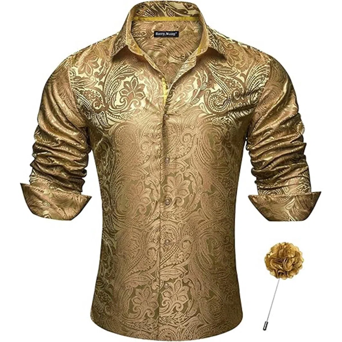 Paisley, camicia da uomo in raso, camicia a maniche lunghe, per il tempo libero, da discoteca, per feste, da lavoro, in raso, per matrimoni, feste, balli di fine anno
