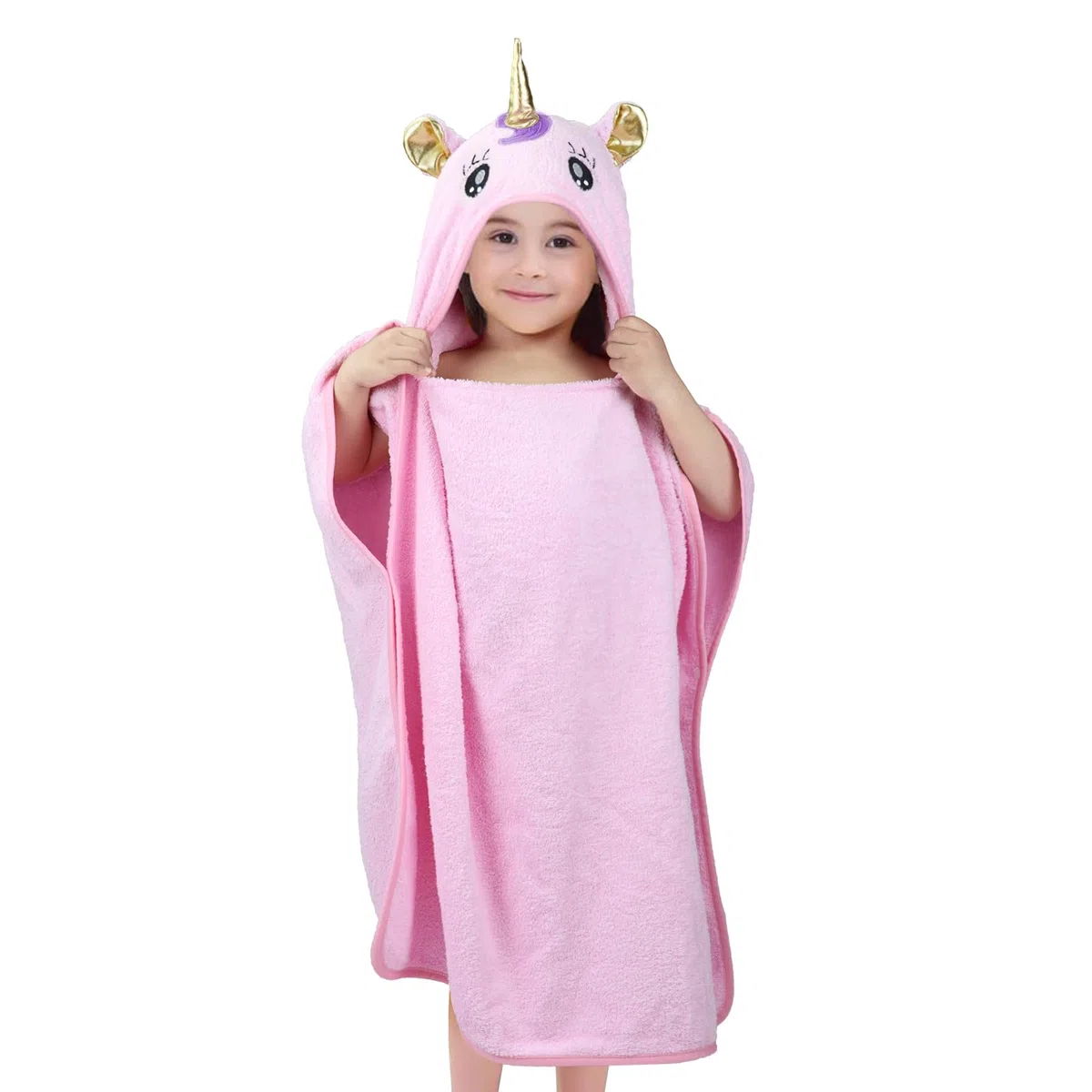 Poncho Asciugamano Bambina Unicorno Accappatoio Cotone Bimba, per Piscina, da Bagno, Mare, Regalo Bambina 1-5 anni