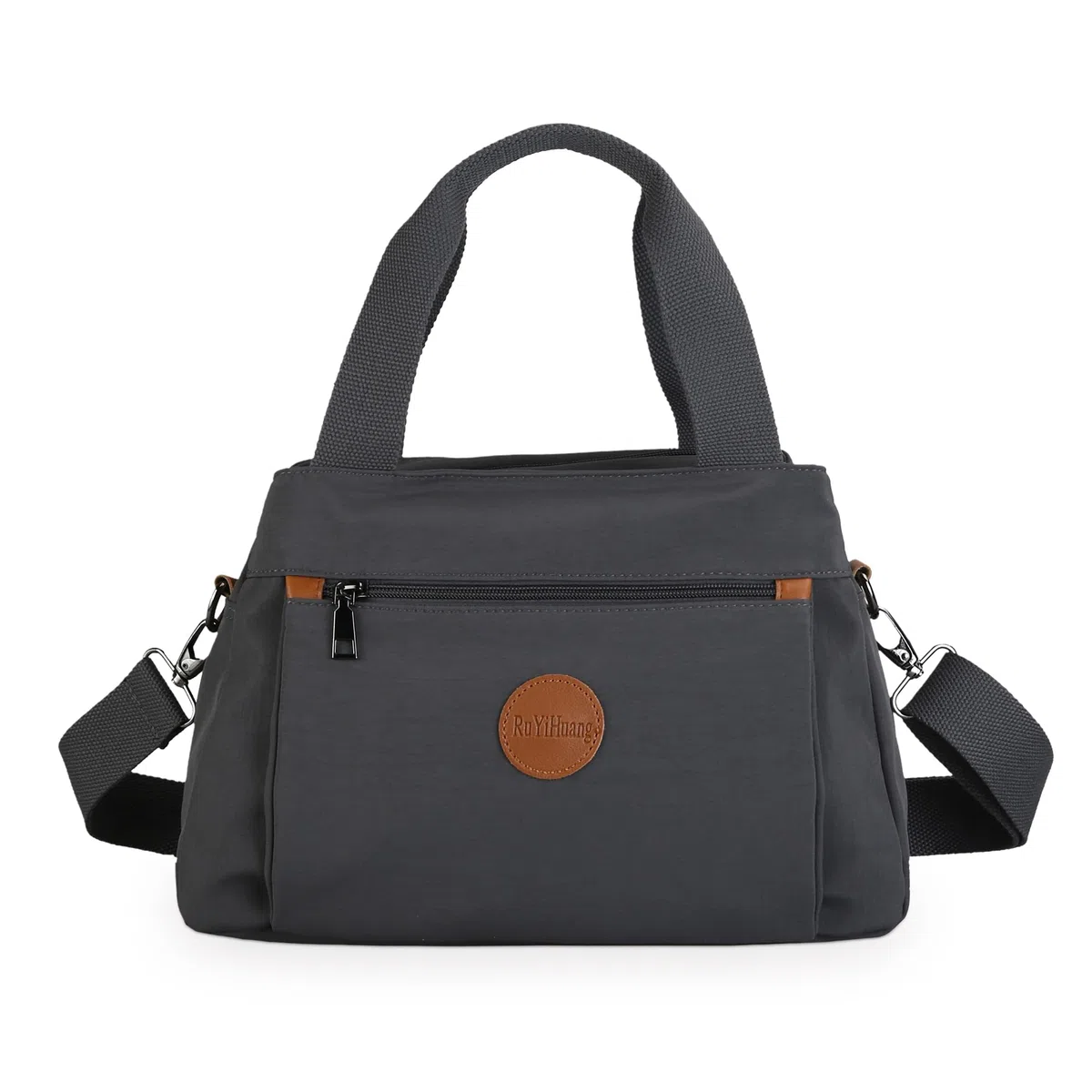 DIRRONA Borsa A Tracolla Donna - Borsa A Mano Multitasche Grande, Con Cinghia Regolabile E Manico Superiore, In Nylon Lavabile, Per Scuola, Lavoro E Viaggio - Borsa Moda Donna Grigio freddo