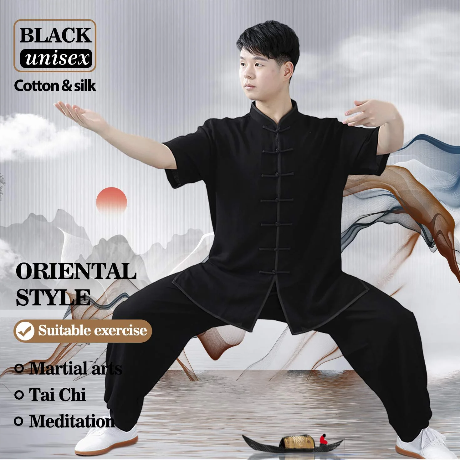 BBLAC 2KEY Tai Chi Abbigliamento | Unisex Kung Fu e Arti Marziali Uniforme | Wing Chun Uniforme| Abbigliamento per Meditazione e Qigong