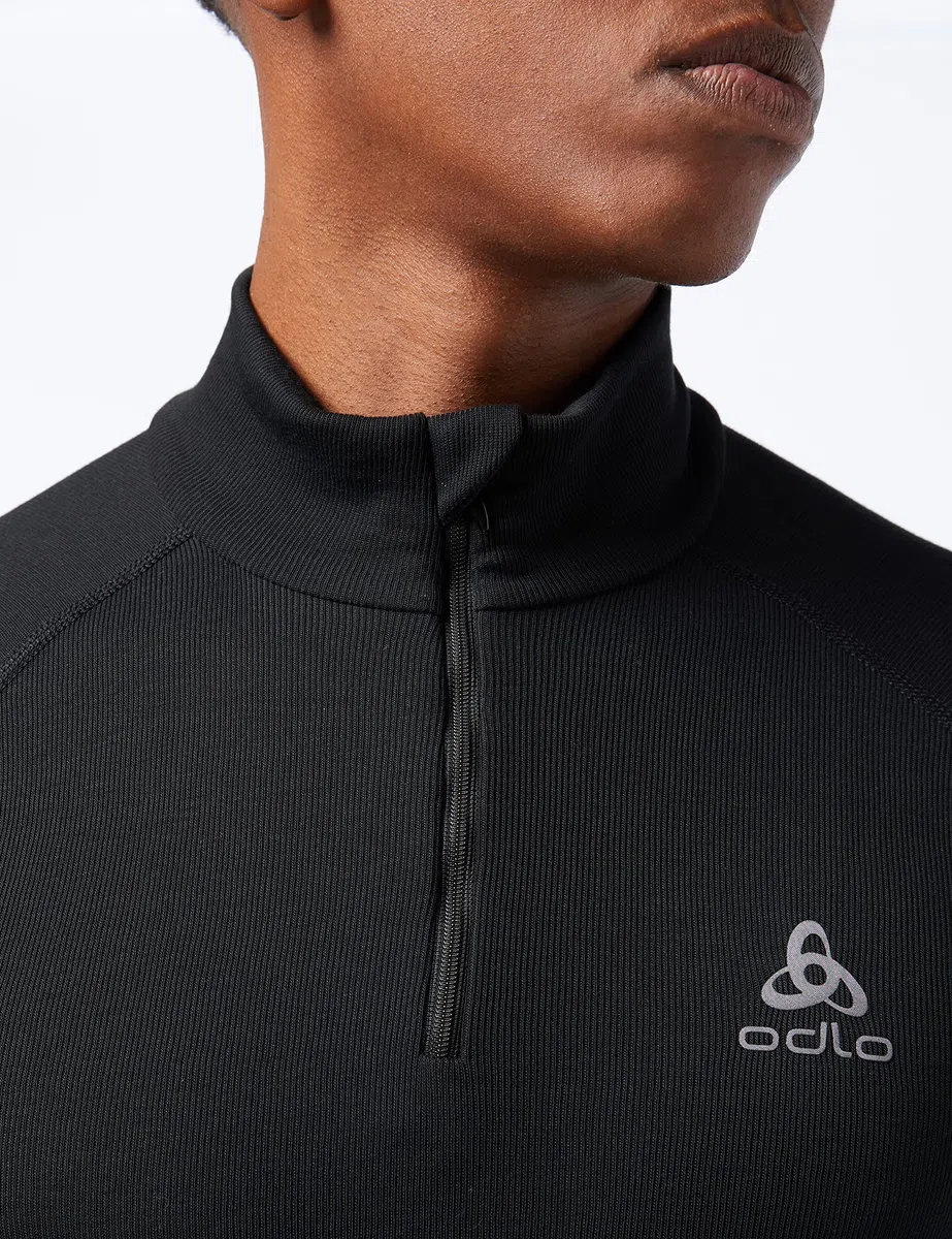 Odlo Intimo Termico da Uomo Active Warm I Maglia Termica a Maniche Lunghe I Intimo Termico da Sci I Maglia Termica a Maniche Lunghe con Collo e Mezza Zip I Uomo