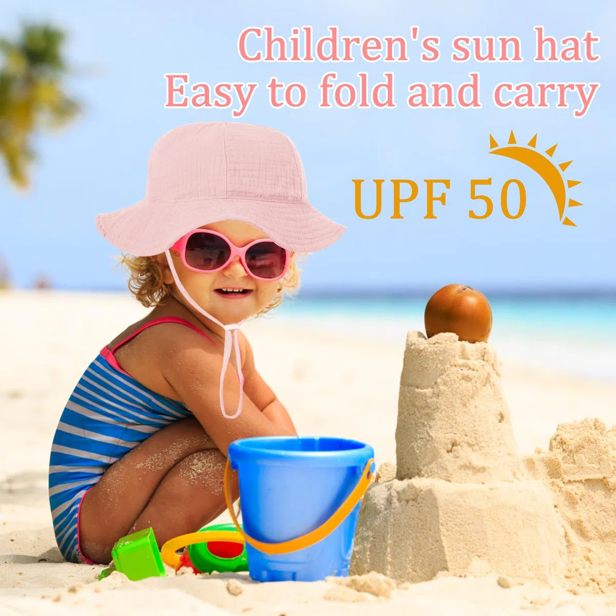 2 PCS Cappello da Sole per Bambine e Ragazze, Cappellino Estivo da Sole per Neonata, Cappello da Sole Regolabile in Cotone per Bambina