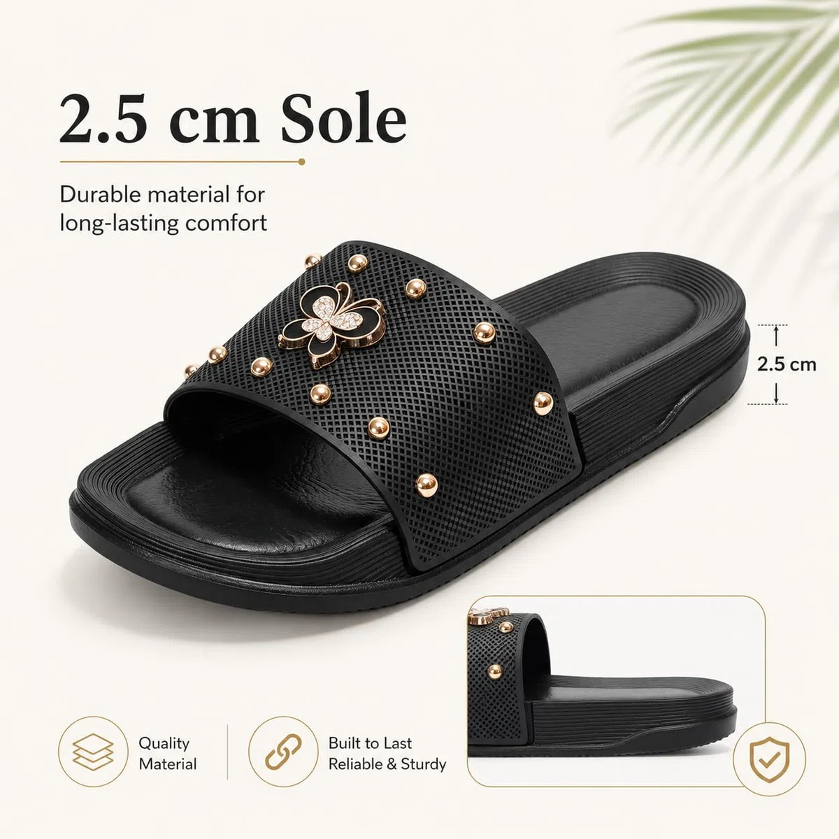 Ciabatte Donna con Decorazioni a Farfalla e Borchie Design Trendy con Suola Antiscivolo per Uso Quotidiano e Estivo WES260209IT