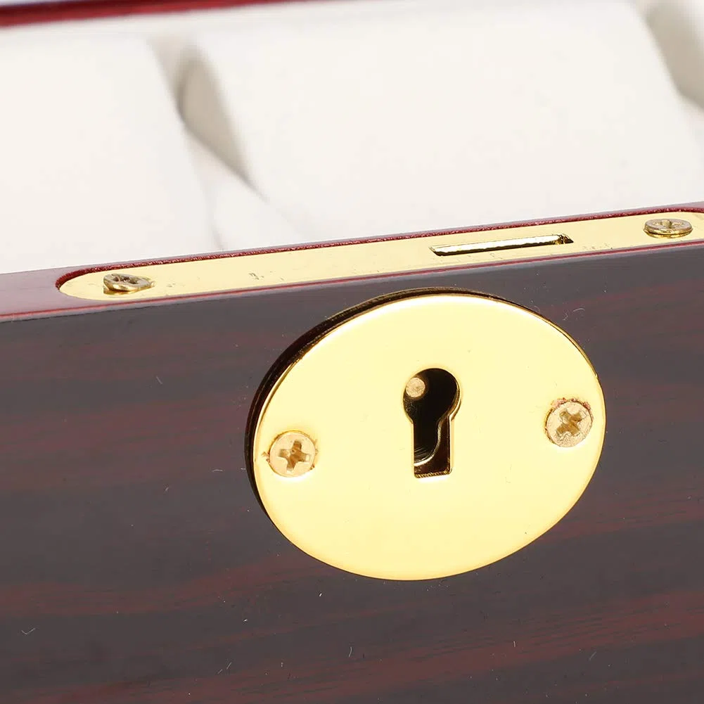 Scatola Porta Orologi con Chiave, Vetrina in Legno a 6 Griglie per Collezionisti, Organizzatore Sicuro per Orologi di Lusso, Protezione Durevole per Orologi, Ideale per