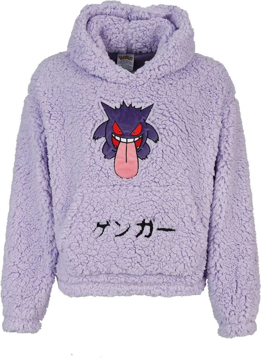 Pokémon Gengar - Teddy Donna Felpa con Cappuccio Lilla 100% Poliestere Regular