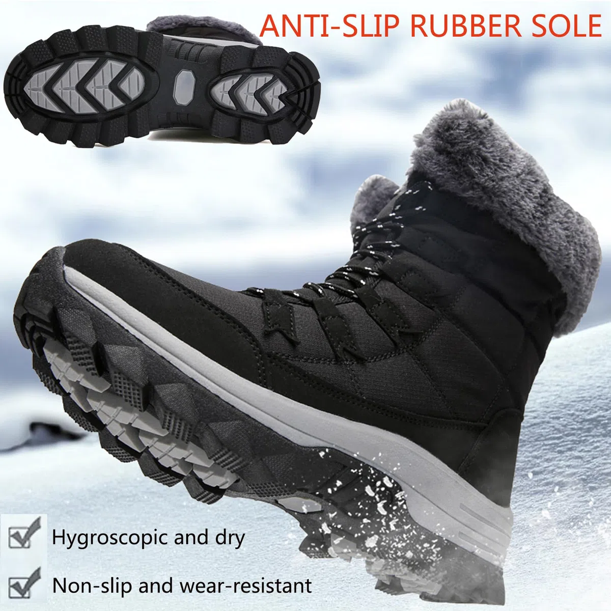 Stivali da Neve Donna Scarpe da Camminata Invernali Impermeabile Antiscivolo Caldo Pelliccia Foderati Passeggiate Stivaletti Sneaker Casual Outdoor Stivali da Escursionismo 37-43EU