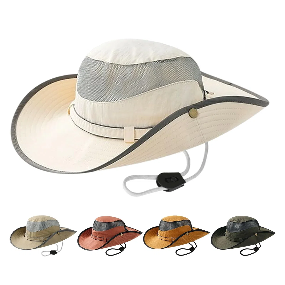Cappello da Sole Unisex Anti UV, Cappello da Pescatore Pieghevole a Tesa Larga, Leggero Cappello Boonie Traspirante Cappello Safari, Esterno Bucket Hat Donna Uomo Cappello Estivo Ripiegabili