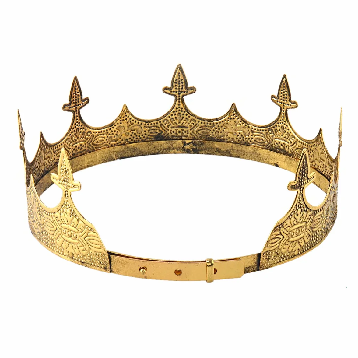 Corona capelli gioielli re reale diadema uomini metallo grandi diademi per Halloween costume (Oro Scuro)