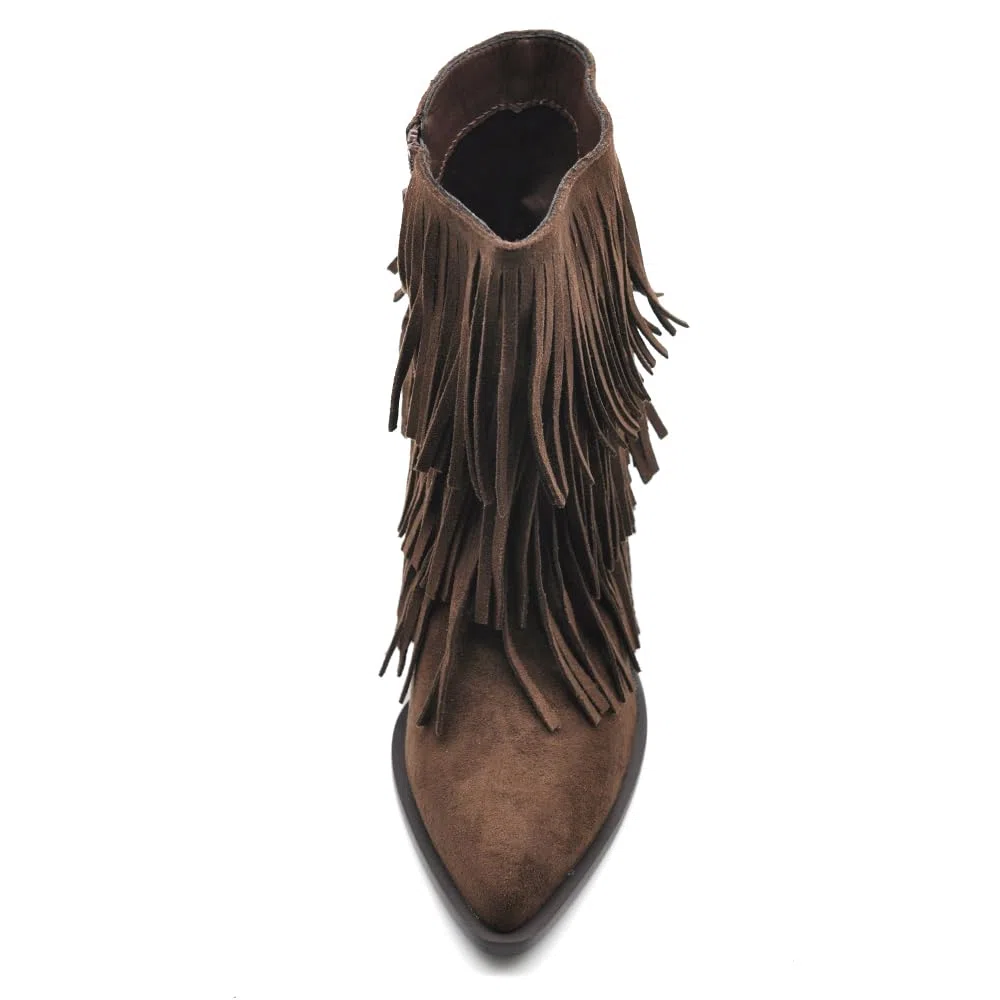 IF Texani Cowboy Western Scarpe da Donna Stivali Stivaletti Frange Camperos Etnici ML523