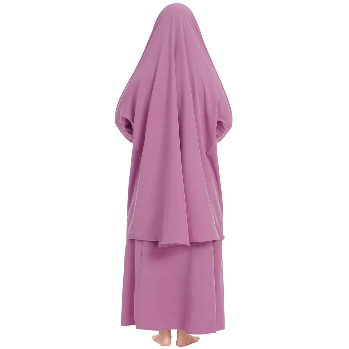 Bambini Ragazze Musulmano Islamico Due Pezzi Abiti Pizzo Manica Lunga Hijab Dress Abaya e Gonna Larga Copertura Completa Caftano