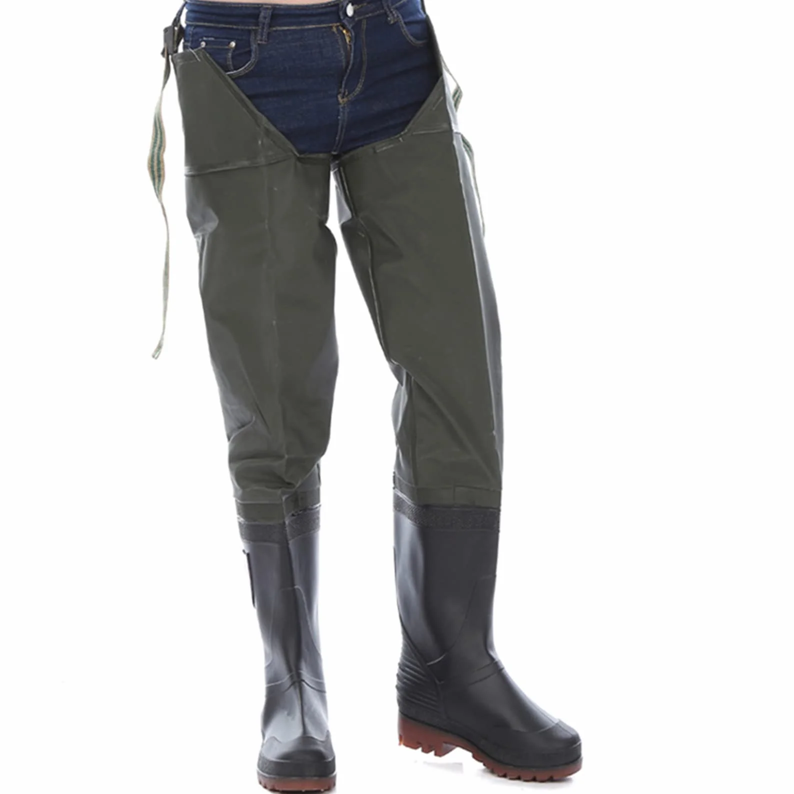 Pantaloni Pesca Impermeabili in Maglia Uomo, Scarpe Acqua Alte al Ginocchio Pantaloni Gamba PVC Trampolieri Regolabili Stivali Gomma Antiscivolo Stivali Pesca All'aperto Trampolieri