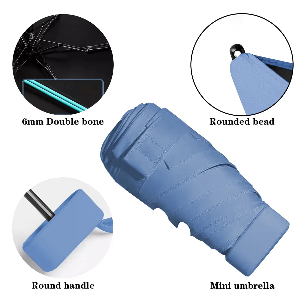 Mini Ombrello Pieghevole - Ombrello da Viaggio Compatto con Protezione UV, Antivento e Custodia a Capsula - Per Uomini e Donne