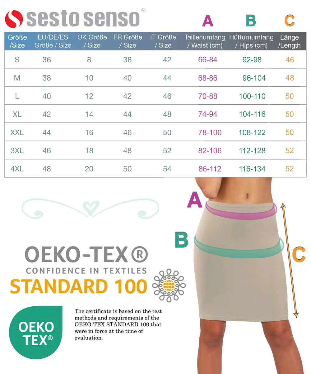 sesto senso Sottoveste Donna Viscosa Attillata al Ginocchio Aderente Bodycon